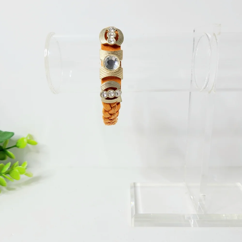 Lia Sophia Orange Suede Braided Boho Bracelet